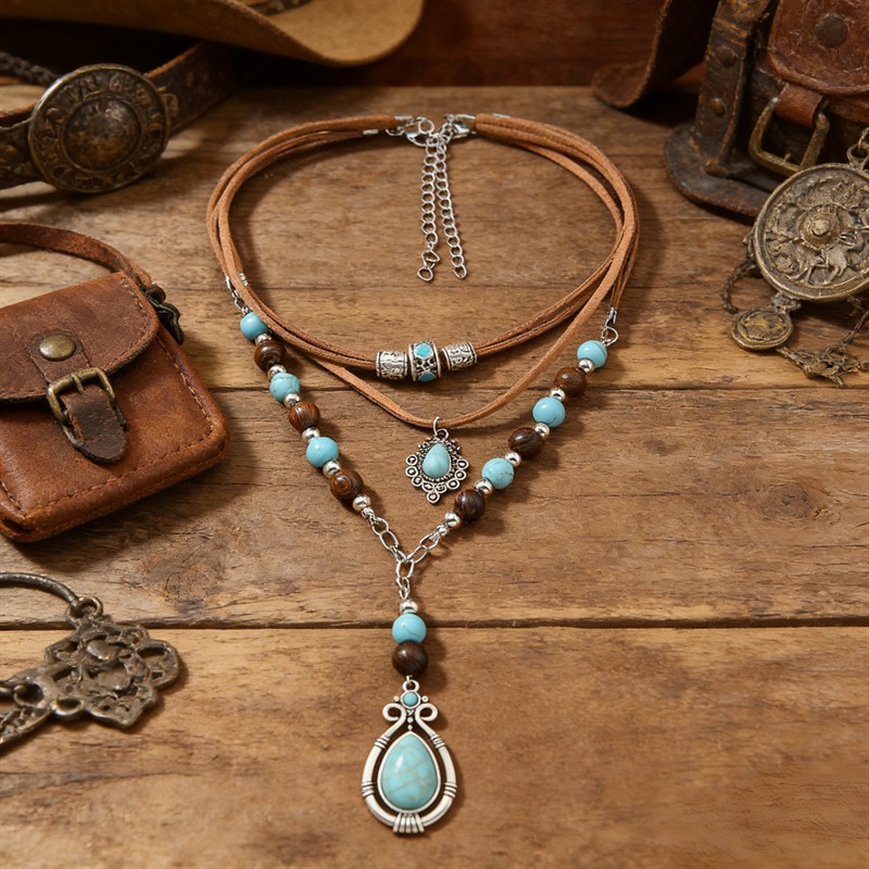 TEMU Collar vintage de capas para mujer, cadena de cuello con colgante de estilo , versátil de estilo bohemio