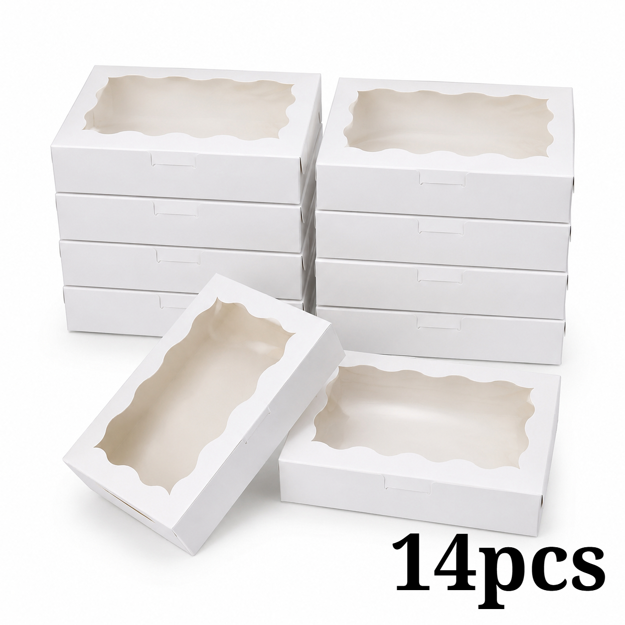 TEMU 14pcs White And Brown Paper Gift Boxes With Clear Window, Sturdy Cardboard Mini Treat Boxes For Jewelry, Trinkets And Small Favors, Ideal For