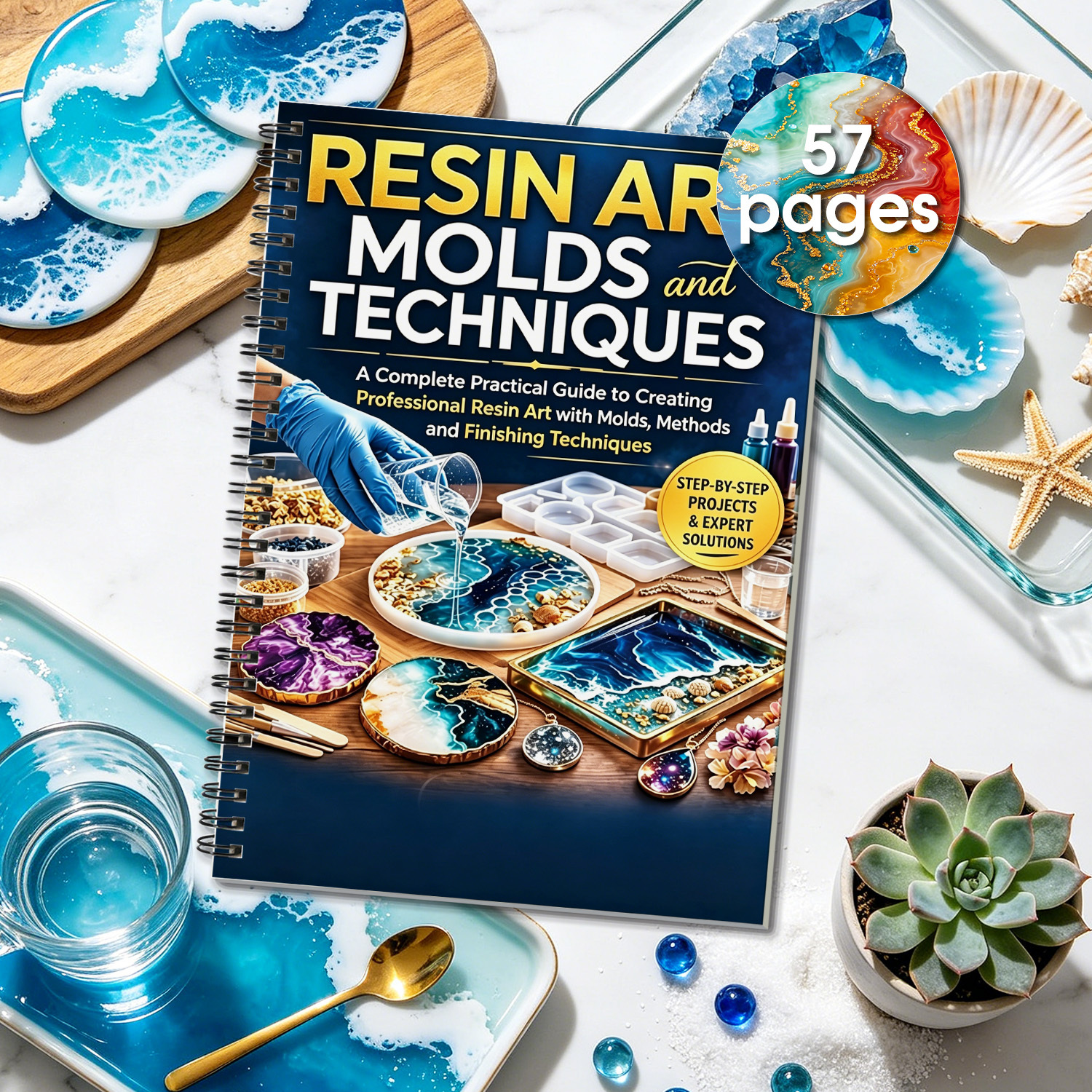 TEMU 1pc Subject Notebook,57-page Complete Practical Guide To Professional Resin Art, Projects & Solutions, Unique Gift For Resin Artists,beginners