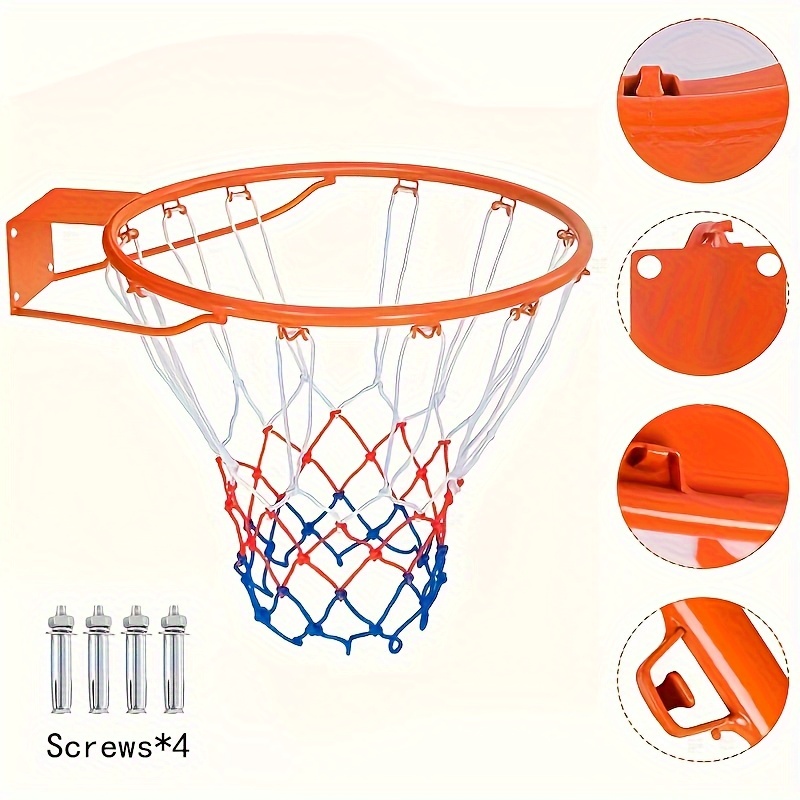 Bakaji Basketballkorb, Regulärer Basketballkorb, Für Die Wand, Rückwand, Ring Aus Metall Mit Netz Aus Nylon, Durchmesser 45 Cm, Für Den Außenbereich, Für Den Garten, Montageset Inklusive Spiel Sport