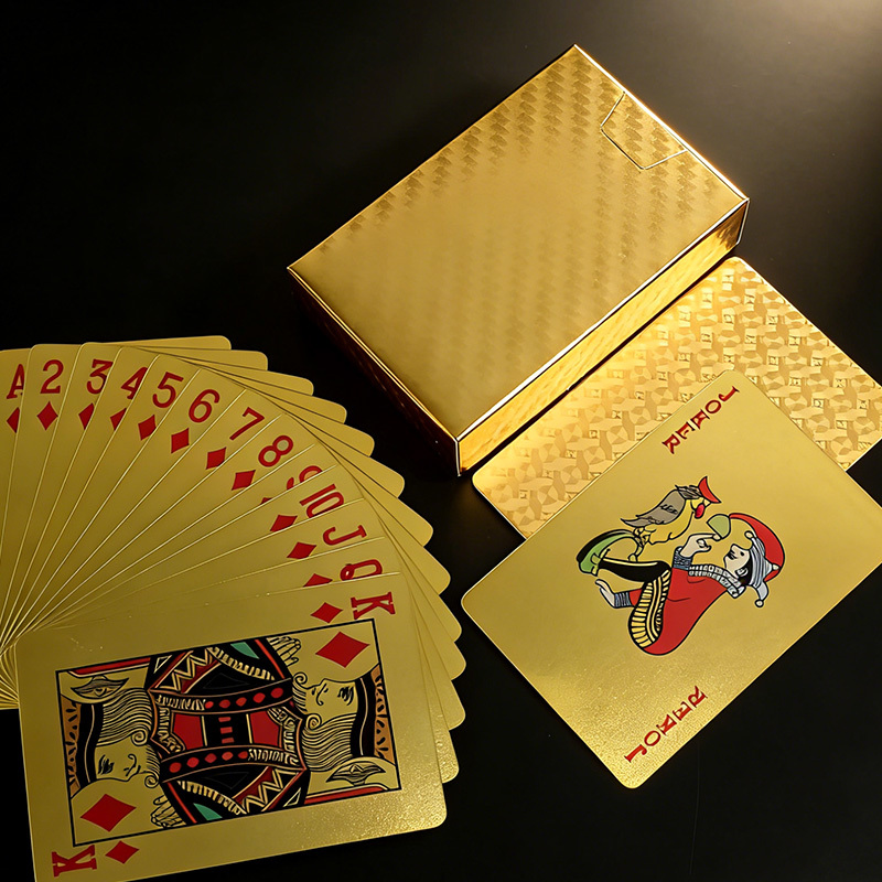 Image of Luxurious Gold-foil Playing Cards—a Standard 54-card Deck From Stock Featuring A Motif. Family Games, Party Entertainment, And As An Exquisite