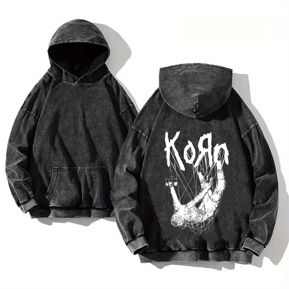 

Rock Band Hoodies Vintage Washed Men's Sweatshirts Cotton Hip Hop Streetwear Hooded Pullover Loose Y2k Tops