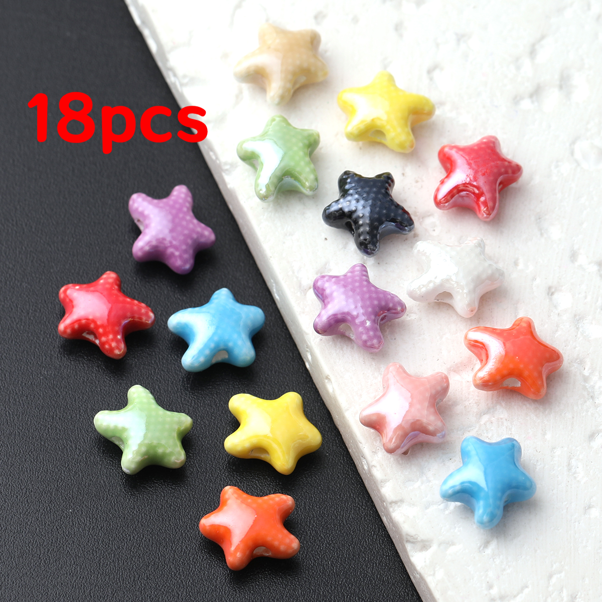 TEMU Perline in ceramica a forma di stella marina, casuale, serie Protezione ', 12 pz/18 pz, perline distanziali sfuse decorative e assortimenti di