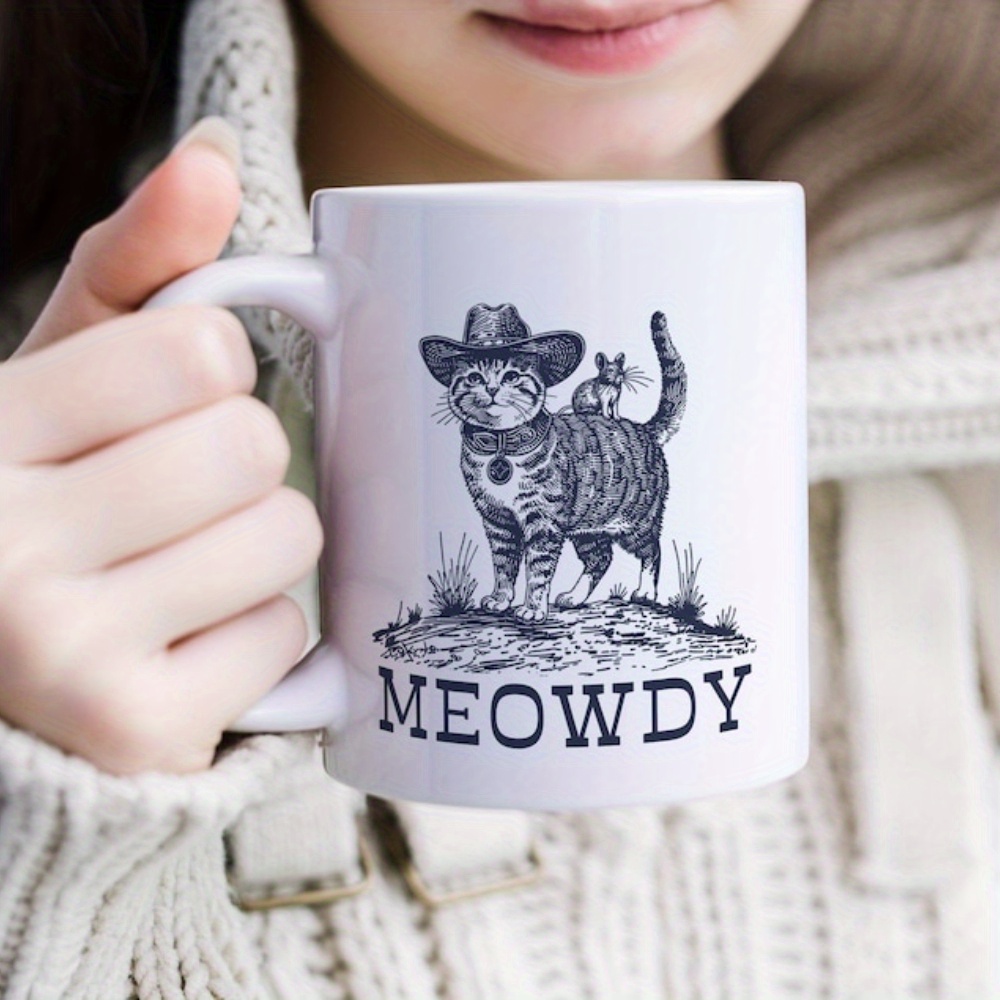 

Cowboy Cat Coffee Mug, Meowdy Partner Quote Cup, Cat Lover Gift, Country Western Music, Mug, Printed On 11oz For Office Gift 11oz Mug White Ceramic Mug With Double Side Print - Ideal Gift For