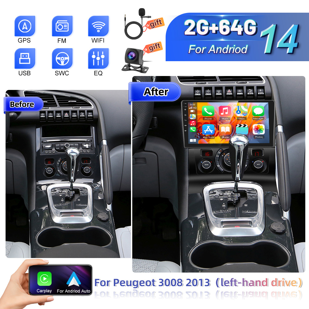 Image of [2+64g] 14 Car Stereo For 2013(left-hand Drive) With & Car, 9 Inch Touchscreen Car Radio With Wifi Dsp Fm/rds Radio Swc+ Ahd Rear View Camera + Car Frame+mic