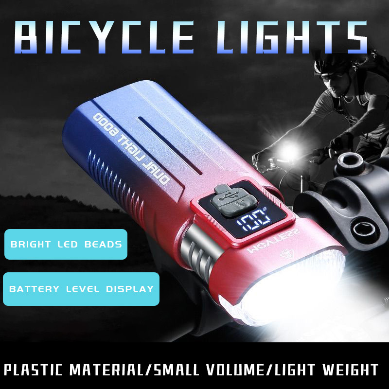 Super Bright Aluminum LED Bike light, Outdoor Cycling light, USB Fast charging, with Battery Level indicator and Emergency light, Easy to Install with Loop Rope closure, 4 Lighting modes, Suitable for Outdoor Riding, Hiking, Camping, Outdoor Lighting