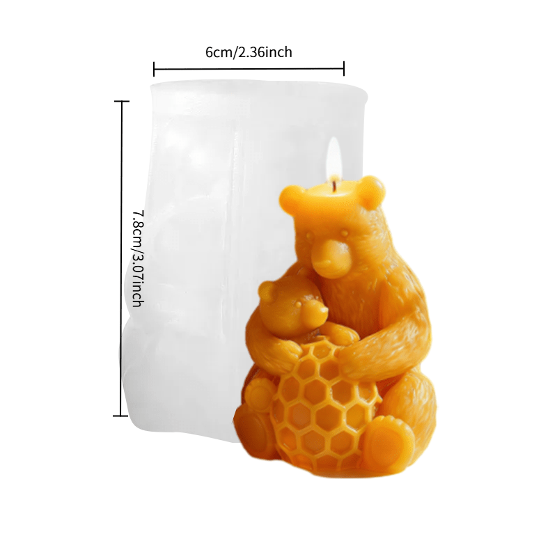 TEMU Beehive Bear Geurkaars Siliconen Mal, Geschikt voor Kaarsen Maken. Leuke Dierenvormen, Herbruikbaar en Gemakkelijk te Ontvellen. Ideaal voor