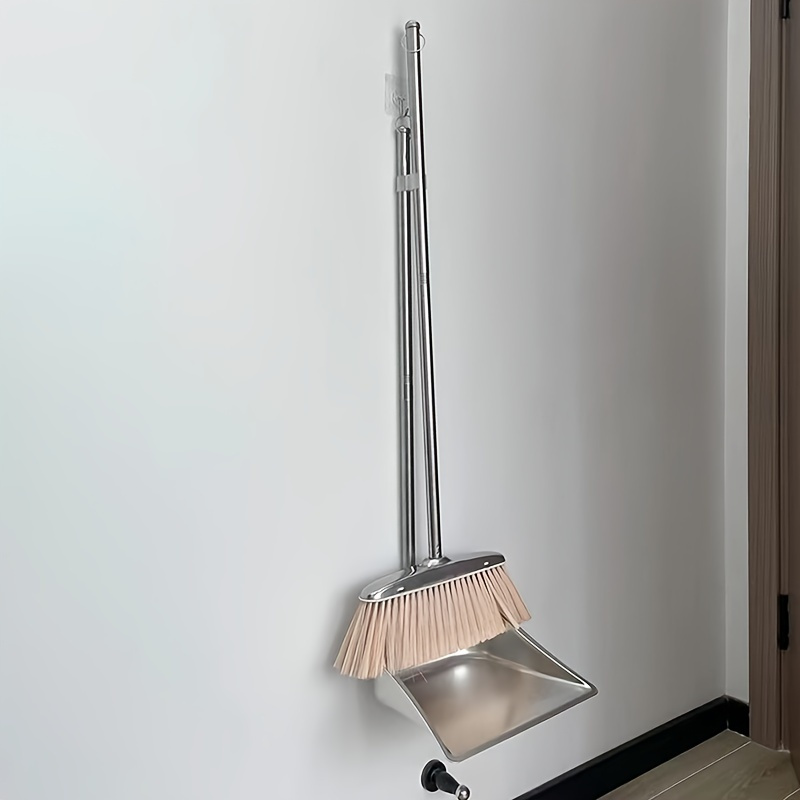 durable stainless steel broom and dustpan set with slant     cleaning combo for home office and school   hard floor surface practical cleaning tools modern broom design stainless steel construction broom and dustpan set Product details 9