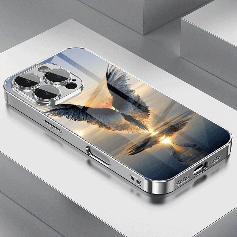 TEMU Phone Case: Underwater Wing Pattern Glass Electroplated Phone Case With Lens Protection. Compatible With Iphone 16/16 Pro/16 Pro Max/16 Plus/