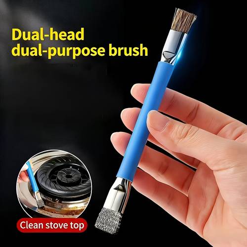 1pc multifunctional double ended stainless steel cleaning brush kitchen stove cleaning brush heavy oil stain remover gas stove crevice cleaning tool
