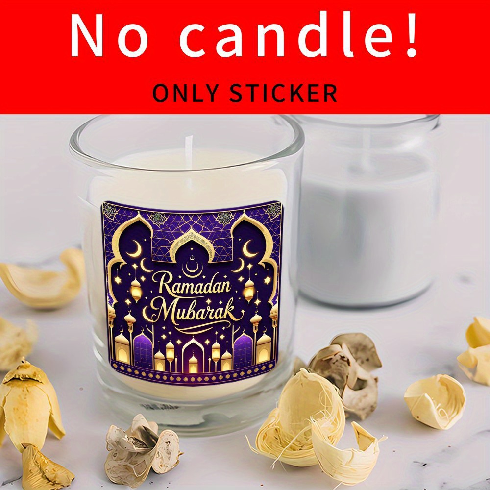 Ramadan Mubarak Candle Stickers - Golden Mosque & Crescent Symbols, Durable Vinyl Labels Suitable For Ramadan Gifts, Decorations, Candles, Lanterns, Journals - & Stick Decals