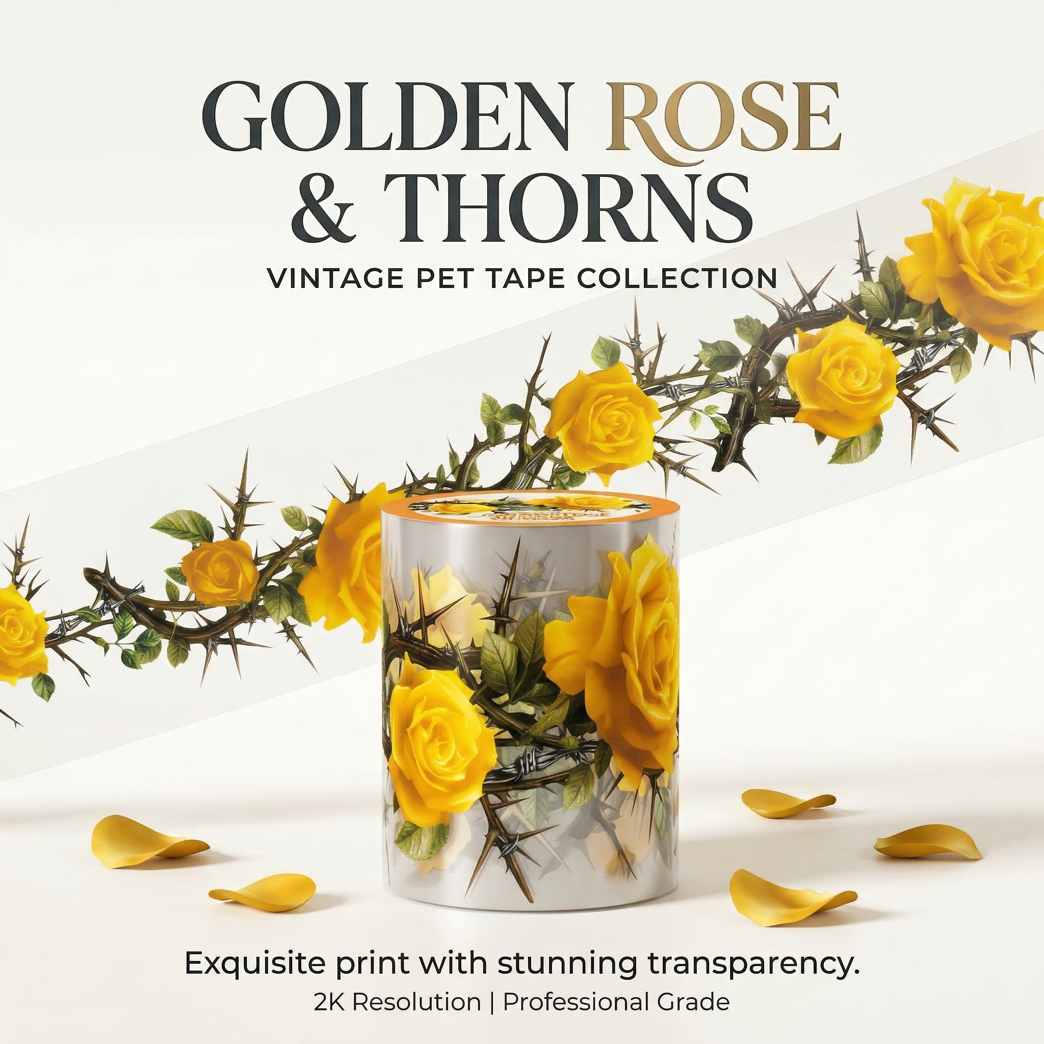 E-shop 200 cm/1 Rolle Blumen-PET-Band Vintage-Rose dekorative Aufkleber für Journaling, Planer, DIY-Basteln, Kartenherstellung, Scrapbooking-Zubehör