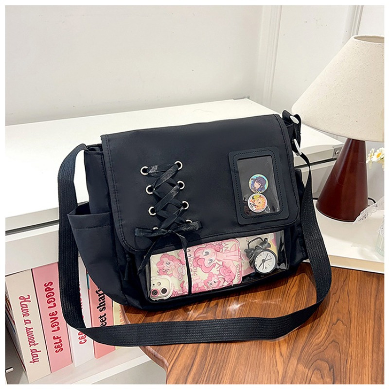 E-shop Damen Schultertasche, modische Canvas Schultertasche mit Reißverschluss im japanischen Stil, Damen Handtasche, große Kapazität, lässige