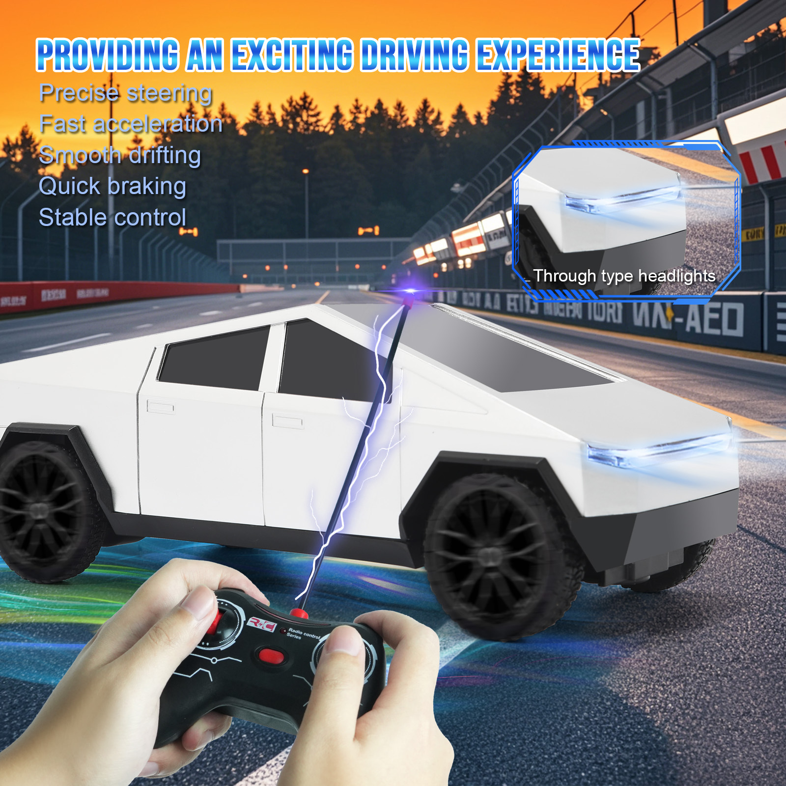 Cyber Truck Toy Remote Control Pickup Truck, 1/ 24 Scale Racing Cybertruck Model, Rechargeable Battery & Light and Loadspace, for Adults and Boys