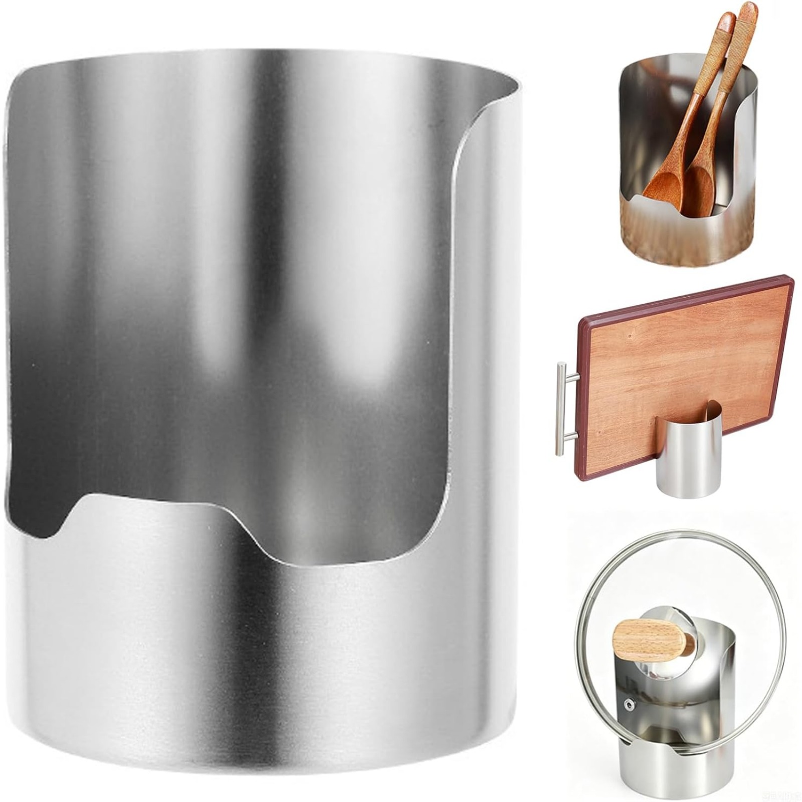 TEMU Estante multifuncional para utensilios de cocina, soporte para cucharas y estante para tapas de ollas, para encimeras de cocina, estante