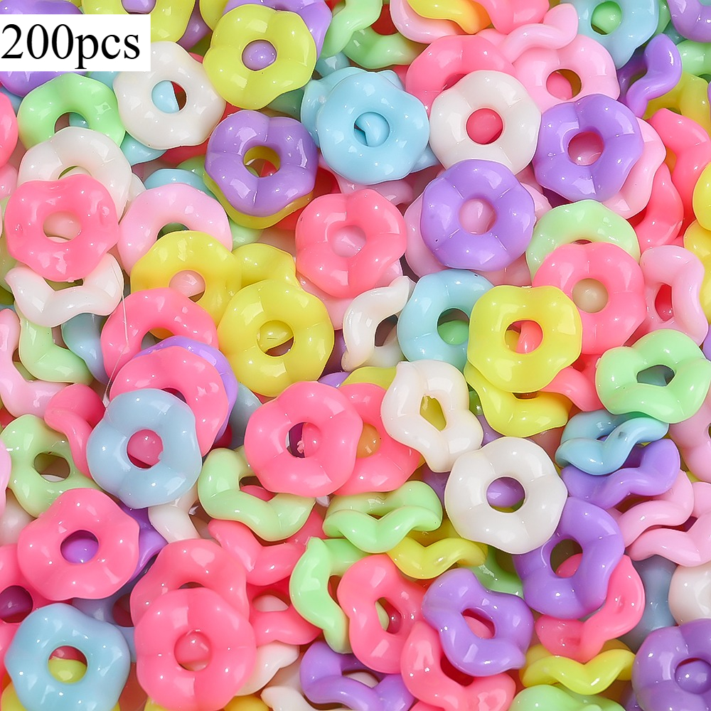 TEMU 200pcs 1.3cm/0.51in Acrylic Lace Wave Beads Random Mixed Round Loose Spacer Beads For Jewelry Making Stacking Music Handmade Diy Bracelet