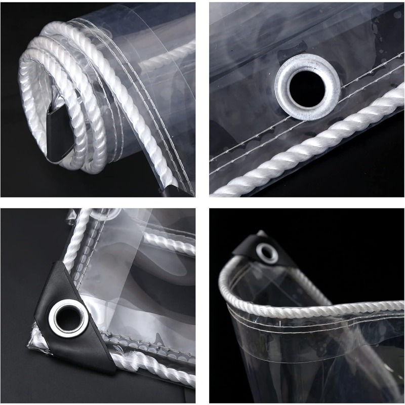 39.37*78.74inch Heavy Duty Waterproof Transparent Clear PVC Tarpaulin | Foldable Thicken Soft Glass Balcony Rain Curtain for Outdoor Greenhouse Plant Tarp to Cover Sun and Rain