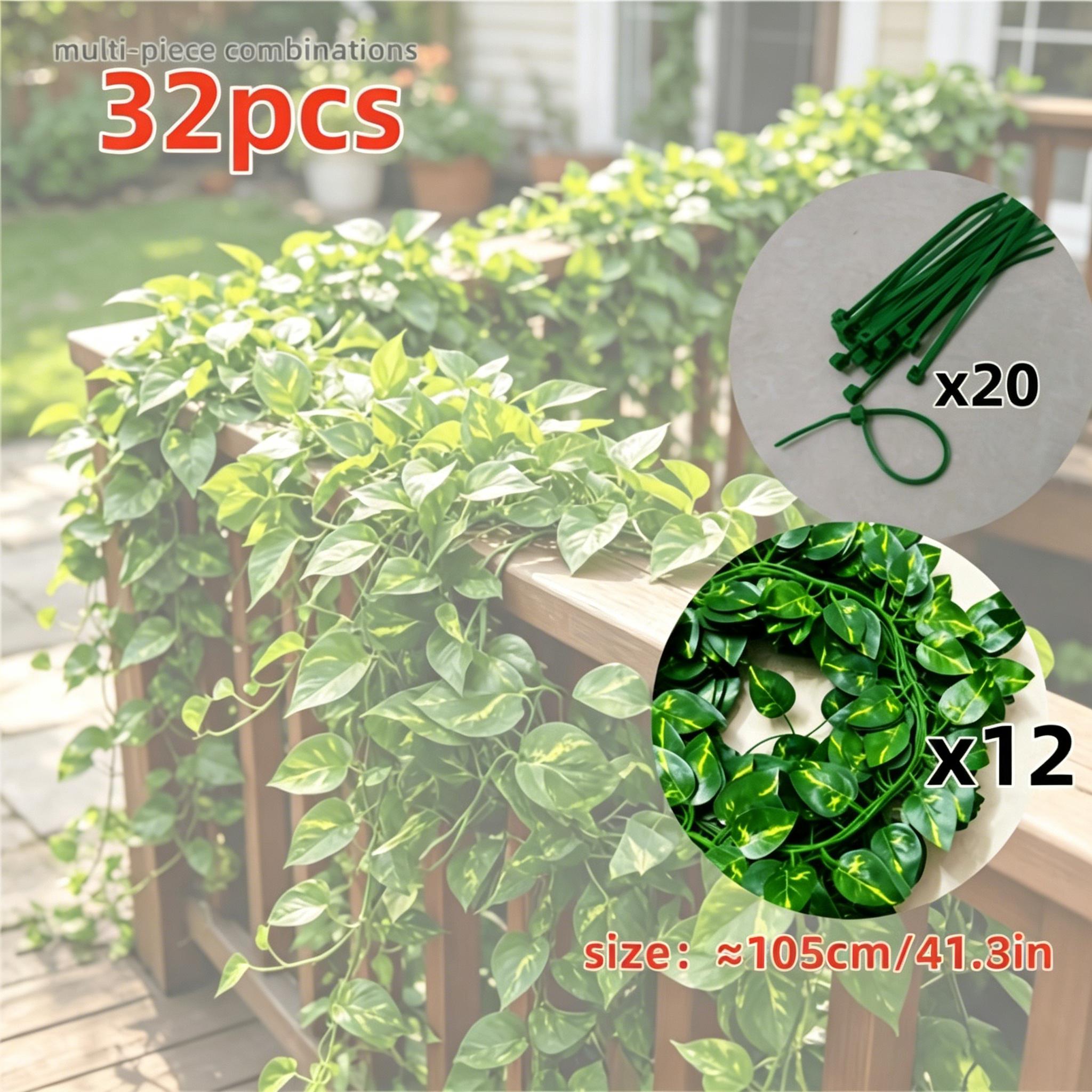 TEMU 32pcs Artificial Evergreen Plants, Includes Fixing Ties - Uv Resistant, Anti-oxidant, Set, Perfect For , Ideal For Outdoor Use, Gardens, ,