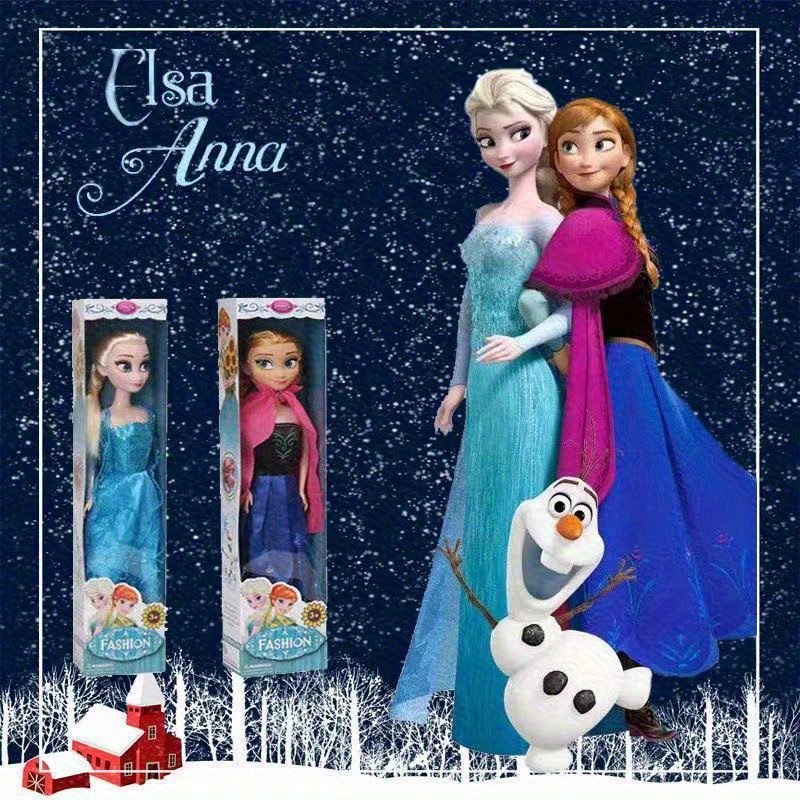 TEMU Frozen And Anna Princess Action Figures With Snowman Figurine 2pcs Set- Pvc Collectible Figures, And Pink Outfits, Holiday Gift For Adults And