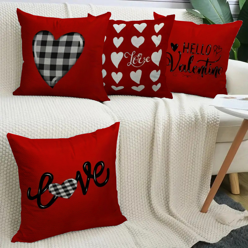 

4pcs Valentine's Day Washable Pillowcase - Pillow Decoration - Home Decoration - Room Decoration - Office Decoration - Living Room Decoration - Sofa Decoration - Pillow Not Included