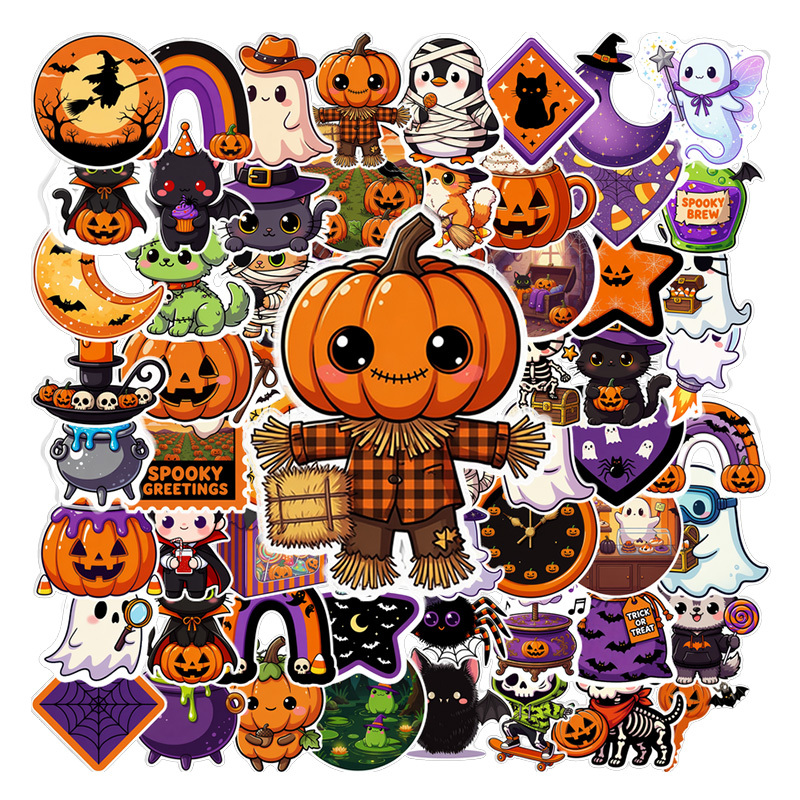 TEMU 70pcs Halloween Sticker Pack Cute Kawaii Pumpkin Decals Aesthetic Durable Stickers For Laptop Water Bottle Phone Case Journal Perfect Gift Idea