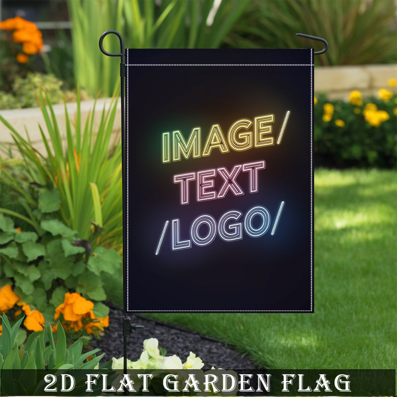 TEMU 2d Flat, 2d Flat, 1pc Custom Garden 12x18 Inch, Double-sided Personalized Neon Glow Text Design With Custom Text Or Logo, Home Garden &
