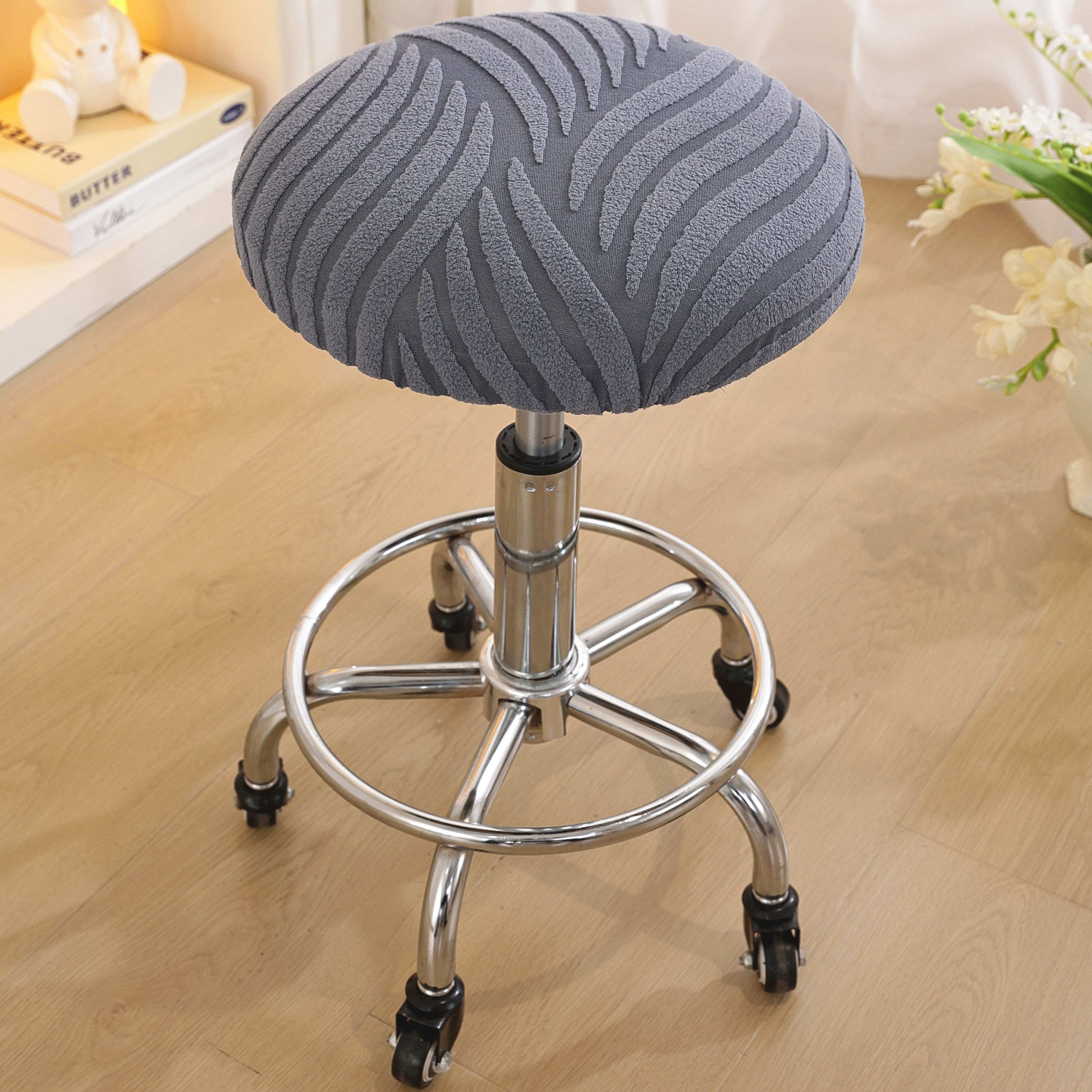 TEMU Housse de tabouret rond entièrement enveloppante | Couverture complète à 360°, bande élastique avec fermeture à cordon, polyester infroissable,