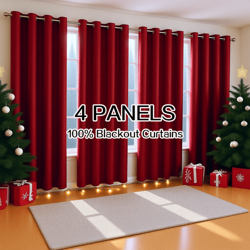4 panels 100 blackout curtains heat insulation noise reduction privacy protection thermal insulated curtains soundproof curtains light blocking curtains red curtains christmas decorations partition curtains suitable for living rooms bedrooms balcon