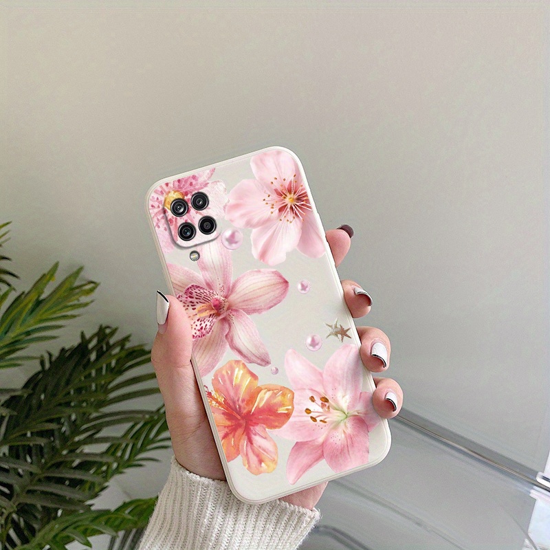 TEMU Чохол для for Samsung Galaxy A12 з візерунком рожевої лілії, матова задня панель, удароміцний. Простота без втрати індивідуальності, м’який TPU