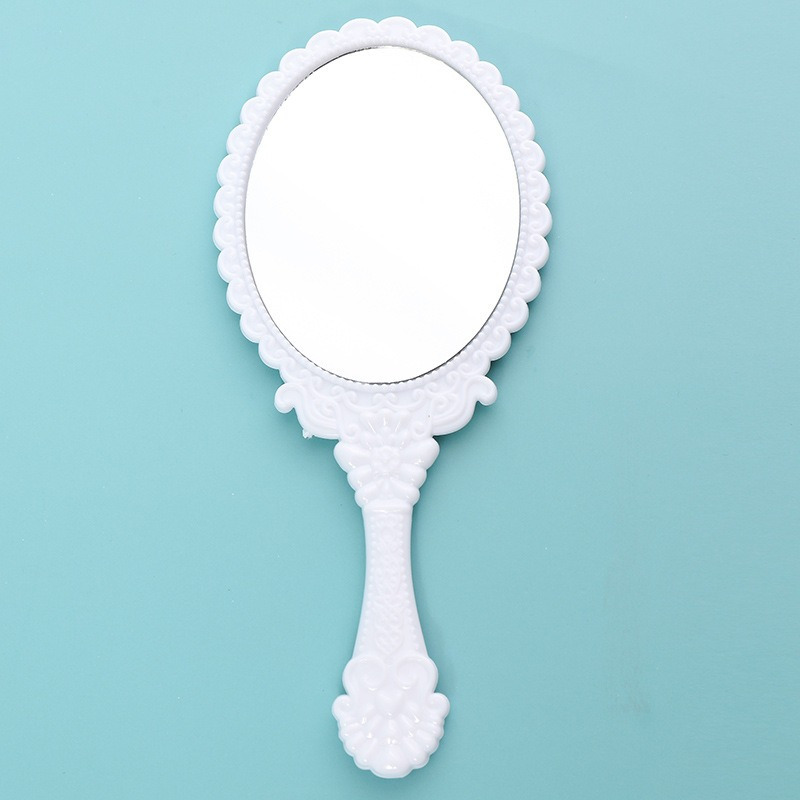 Minimalist Solid Color Elegant Plastic Round Women's Hand Mirror