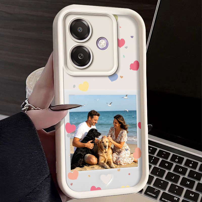 TEMU Phone Case - Colorful Heart Phone Case Photo Diy Custom, Suitable For Oppo A3x, A3, A40, A60, A20, Easy And Stylish Drop-resistant Tpu Phone