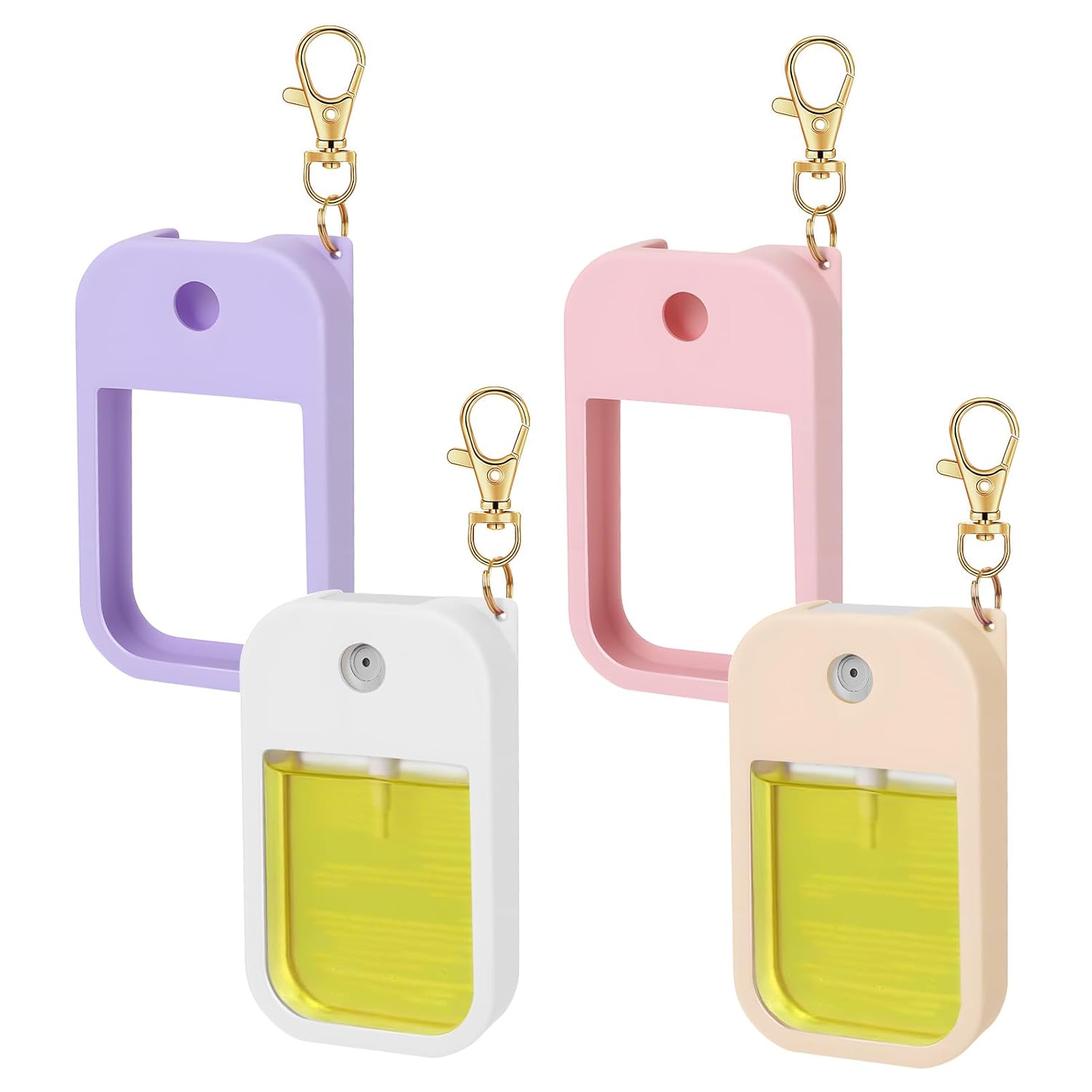 TEMU 4-pack Multicolor Silicone, Hand Sanitizer Holder With Keychain