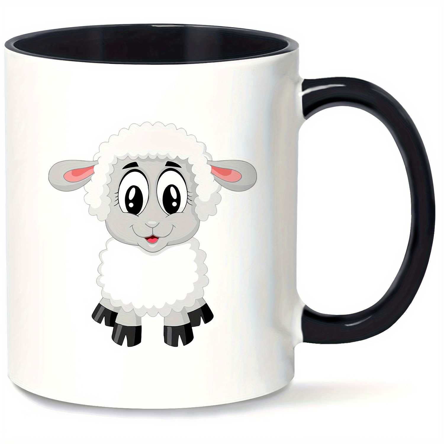11oz insulated ceramic sheep coffee mug reusable cute cartoon   with glossy   hand wash only perfect gift for   christmas halloween thanksgiving easter hanukkah multipurpose kitchen dining cup holiday drinkware   illustration durable drinkware details 0