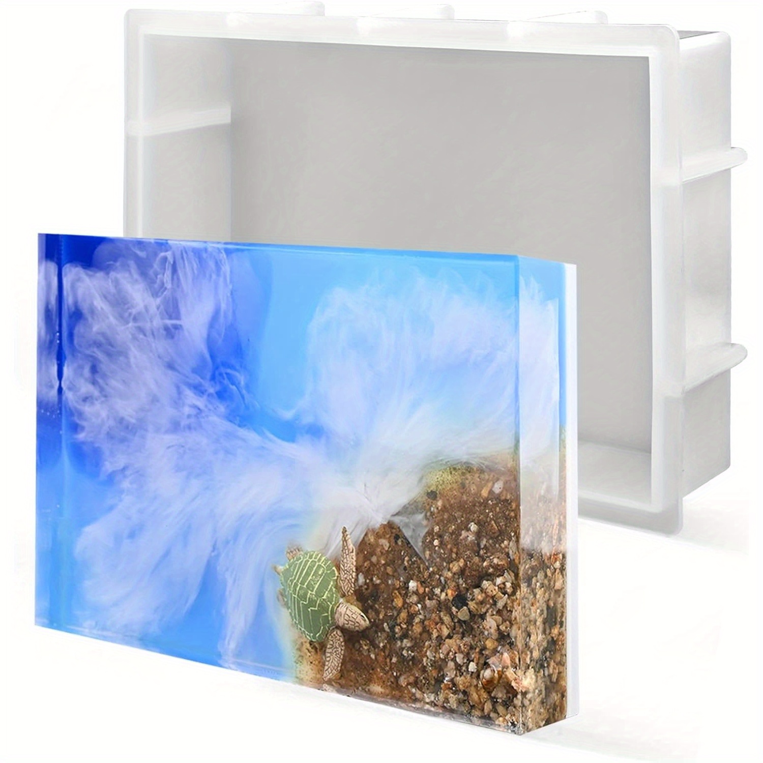 TEMU Resin Silicone Mold, Rectangular Silicone Mold, Used For Casting Flowers In Large-scale Silicone Molds To Their Shape. Suitable For , Applicable