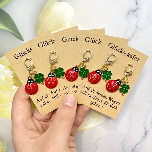 20 stück glückliche marienkäfer und vierblättriger klee schlüsselanhänger geschenkset - inklusive 10 karten, 10 marienkäfer schlüsselanhänger, glückliche marienkäfer grußkarten, inspirierende karten, glückliche partygeschenke, glückliche vierblättrige klee schlüsselanhänger, süße marienkäfer geschenke, lustige marienkäfer geschenke