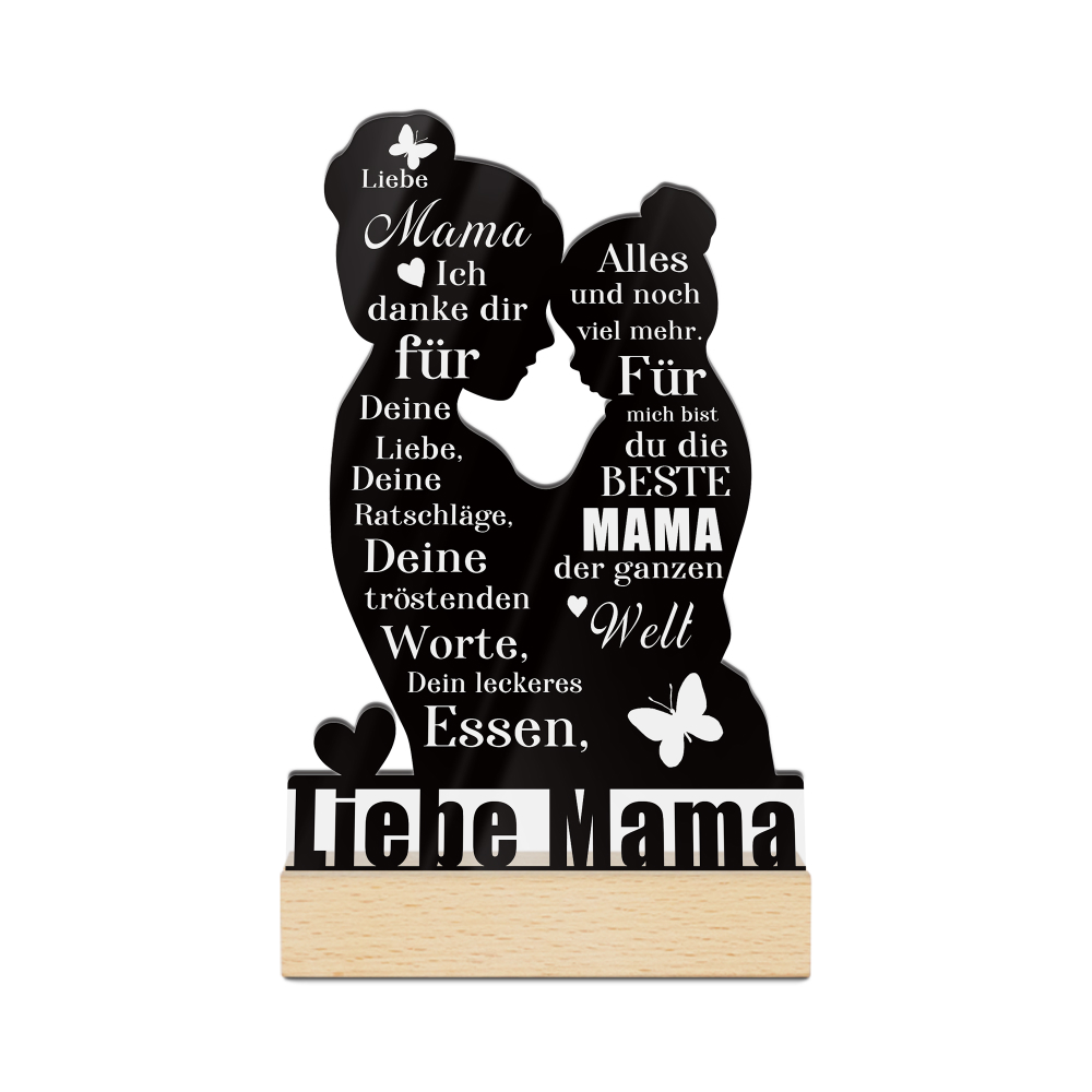 E-shop [2D Flat] Putuo Deko . Deutschsprachiges Acrylschild mit Holzsockel Tischdeko, Liebe Mama Ich Danke Dir Für Deine Liebe, Deine Ratschläge,
