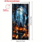 spooky halloween door curtain decoration with bats graveyard scene large door cover 39x79 inches hooks included machine washable polyester fabric for indoor outdoor home party or dorm decor no electricity needed halloween party decoration festive home accessory atmosphere bat motif durable material seasonal decoration event planners 2d flat
