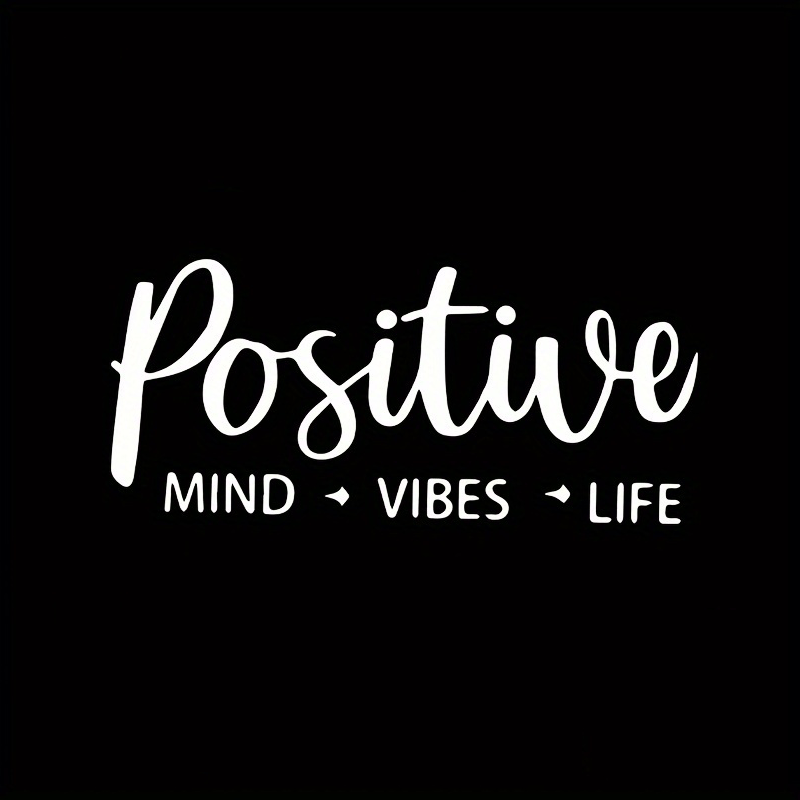 

1pc White Vinyl Positive Vibes Life Iron-on Transfer Decal - , Washable Heat Press Patch For Diy T-shirts, Jeans, Backpacks - Clothing Decoration Sticker