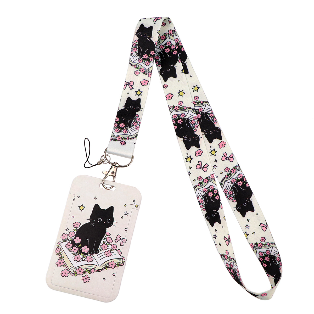 TEMU 1pc Cat Card Holder Key Lanyard Car Keychain Personalise Office Id Card Pass Gym Mobile Ring Badge Holder