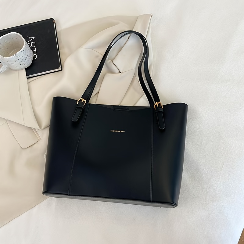 TEMU Grand sac décontracté, design patchwork colorblock, décoration de lettres en , bandoulière réglable, sac à main élégant polyvalent pour et les