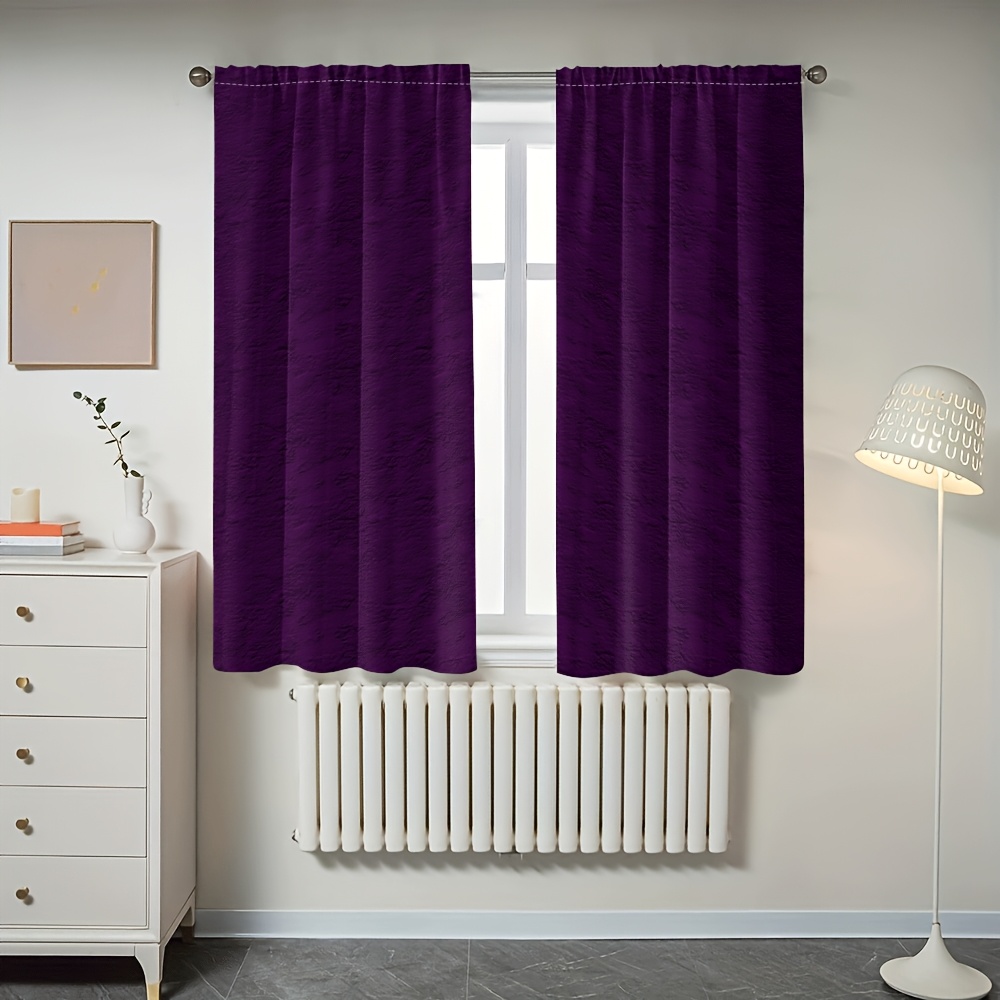 2D Ploščate - 2D Ploščate - 2D Ploščate - 2 kosa 54.99X149.86Cm Temno Vijolične Zatemnitvene Zavese | 2D Ploščato Tiskanje, Poliester,