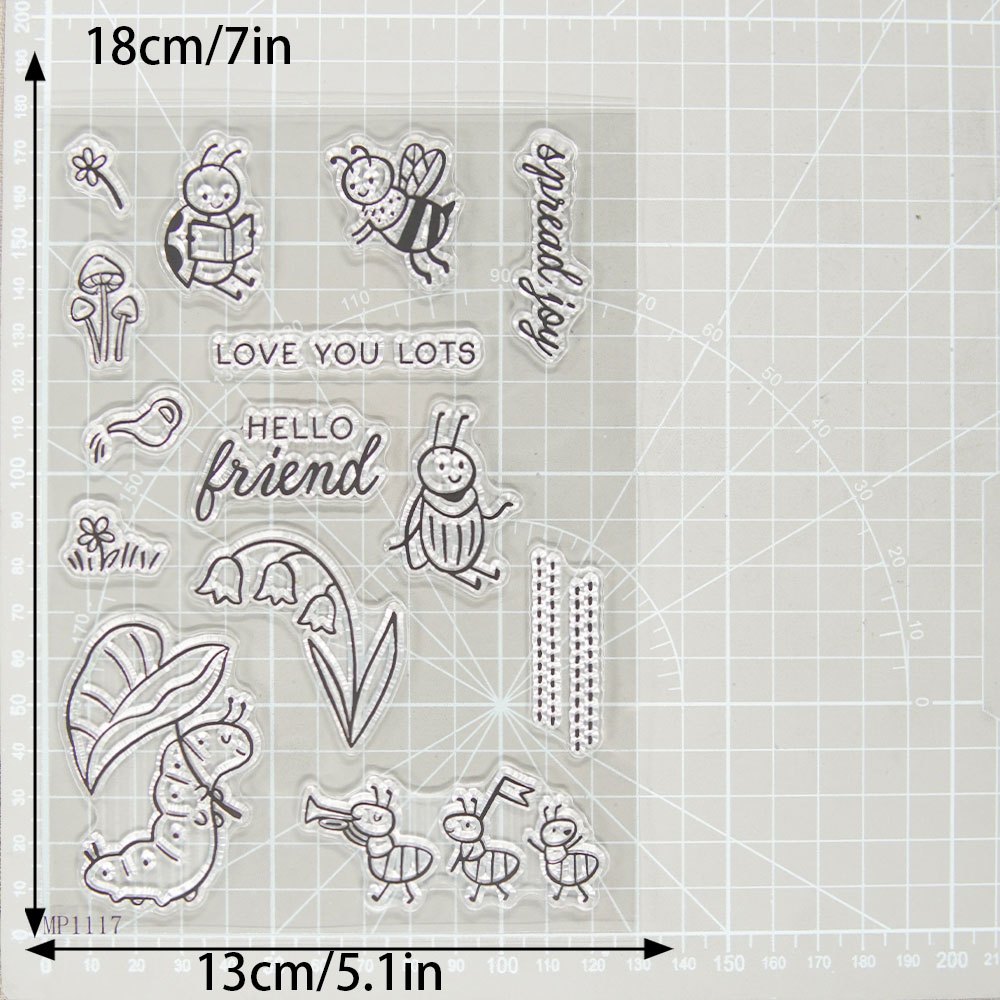 TEMU 1 pièce Tampons Transparents et Matrices de Découpe en Métal sur le Thème des Insectes, Adaptés au Scrapbooking DIY, à la Création de Cartes, à