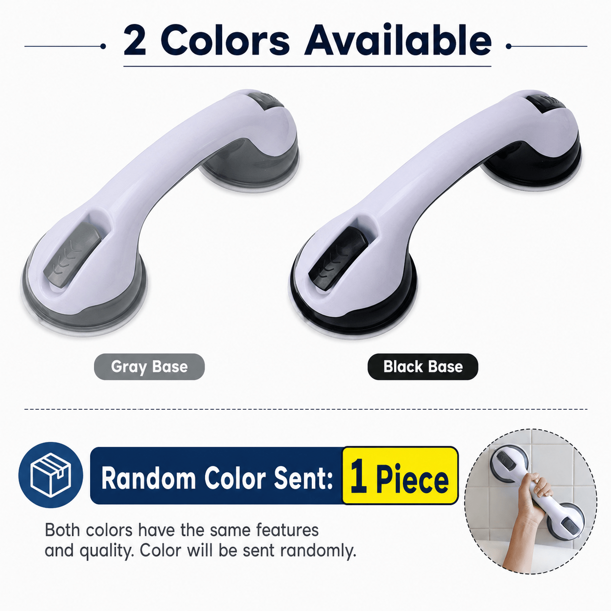 TEMU 1pc Strong No-drill Suction Cup Grab Bar For Bathroom And Toilet - Dual Suction Cup Bathroom Assist Handle, Installation For Shower Room Wall,