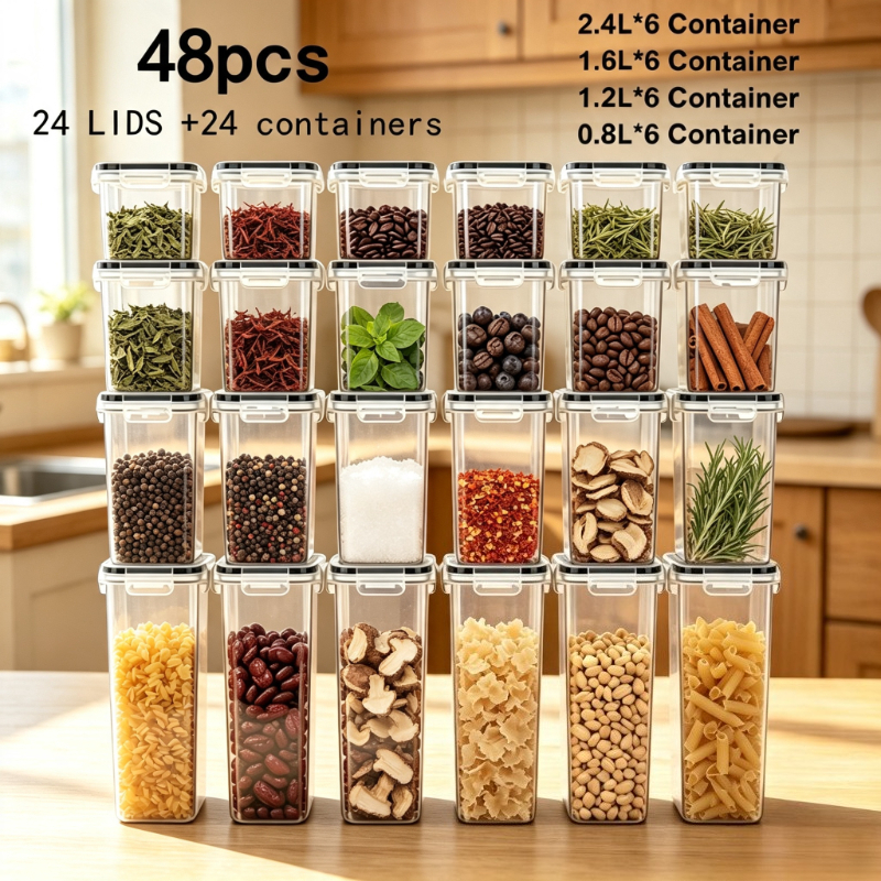 TEMU 48/24/6pcs Kitchen Organization And Storage - Sealed Refrigerator Storage Boxes, Transparent Plastic Kitchen And Food Storage Cabinets,
