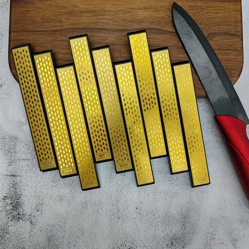 premium diamond knife sharpener metal whetstone for kitchen knives no power needed   correction tool golden bars cutting grinding tool details 4