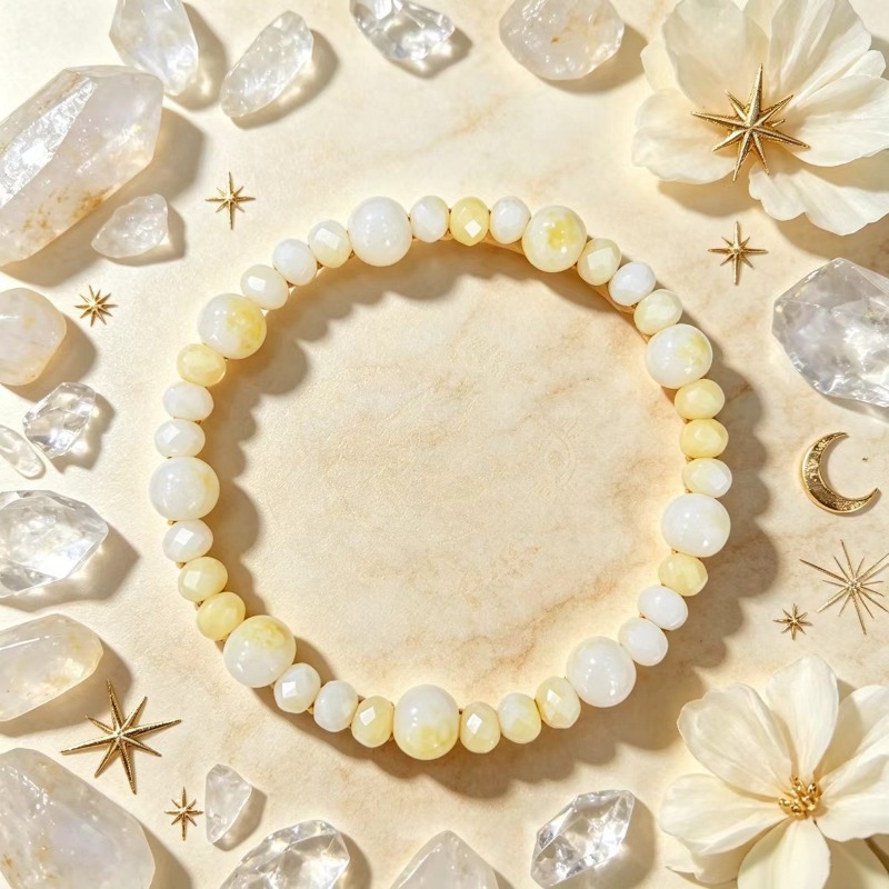 Pale Yellow Mixed-Color Bead Bracelet