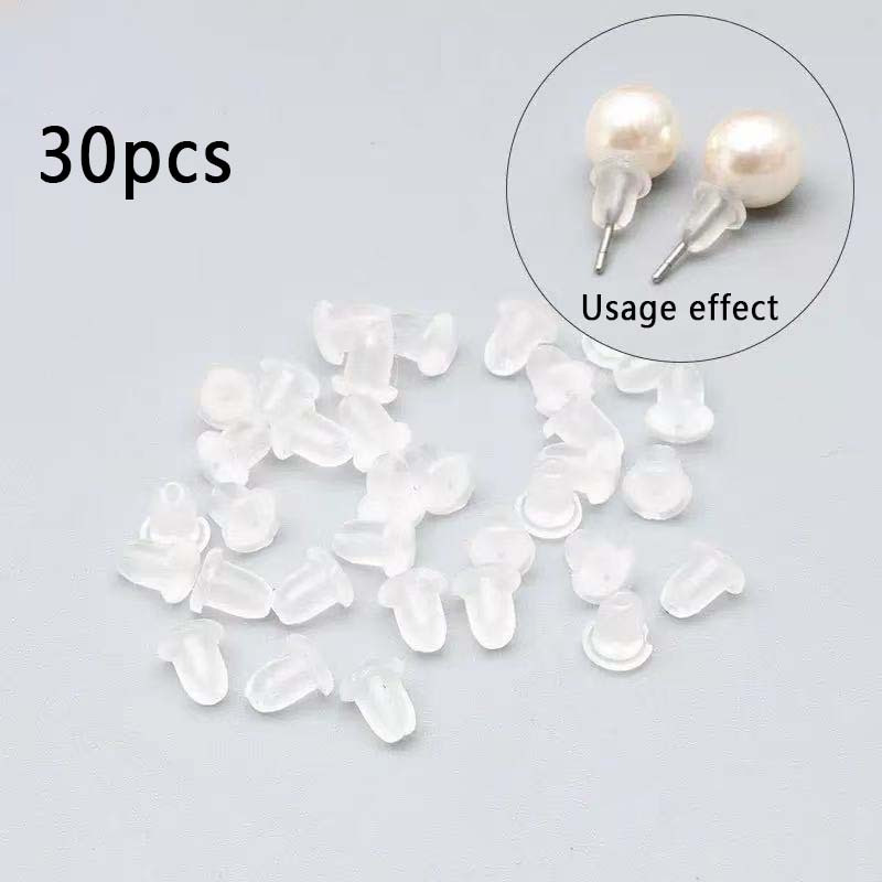 30 Silicone Earring Studs, 30 Silicone Ear Plugs, Safety Clasps Jewelry, Comfortable And Hypoallergenic Transparent Ear Plug Components