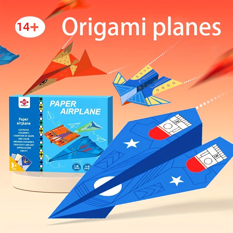 

12-pack Origami Paper Airplanes With Crease Lines - 3d Diy Craft Kit, Creative Puzzle Thinking Training, Includes Manual - Ideal Christmas & Birthday Gift