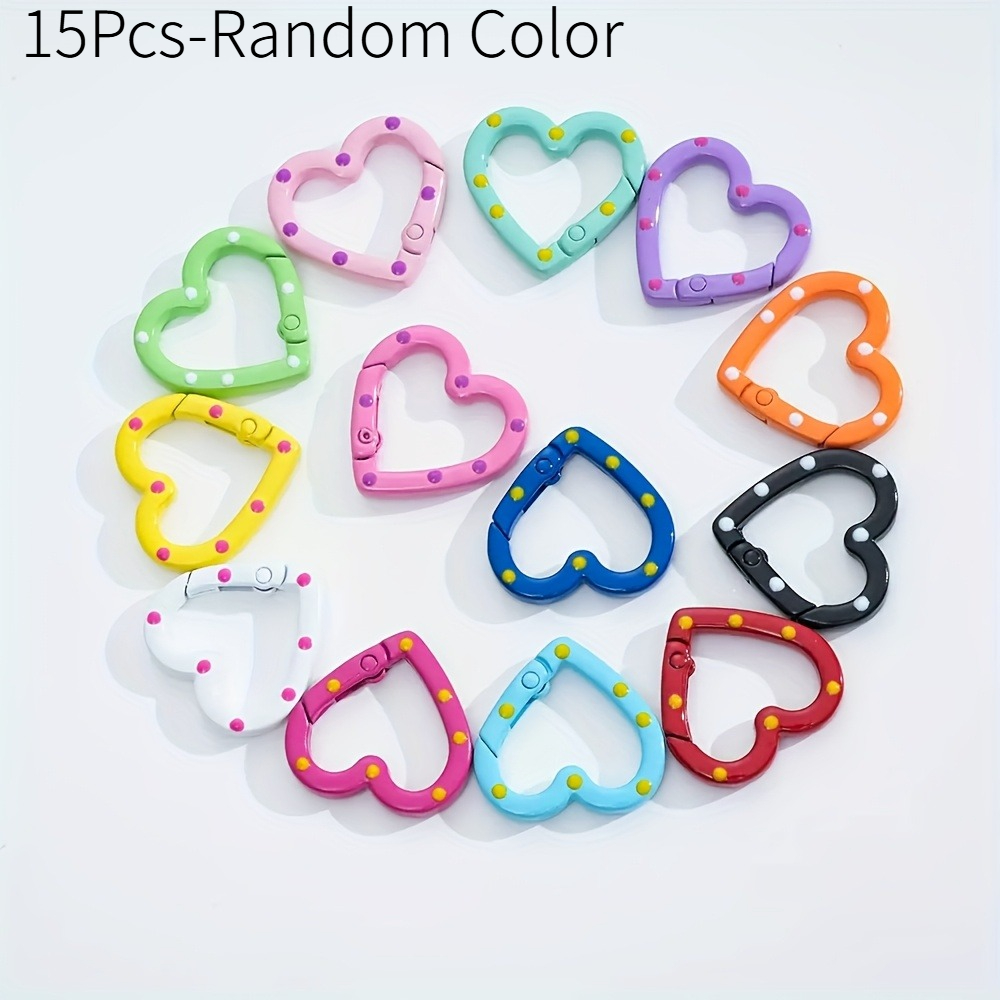 E-shop 15 Stück Herzförmige Federclip-Schlüsselanhänger, Langlebige Metallkarabiner für DIY-Bastelarbeiten, Hundeleine & Rucksack, Bunte Verbinder für
