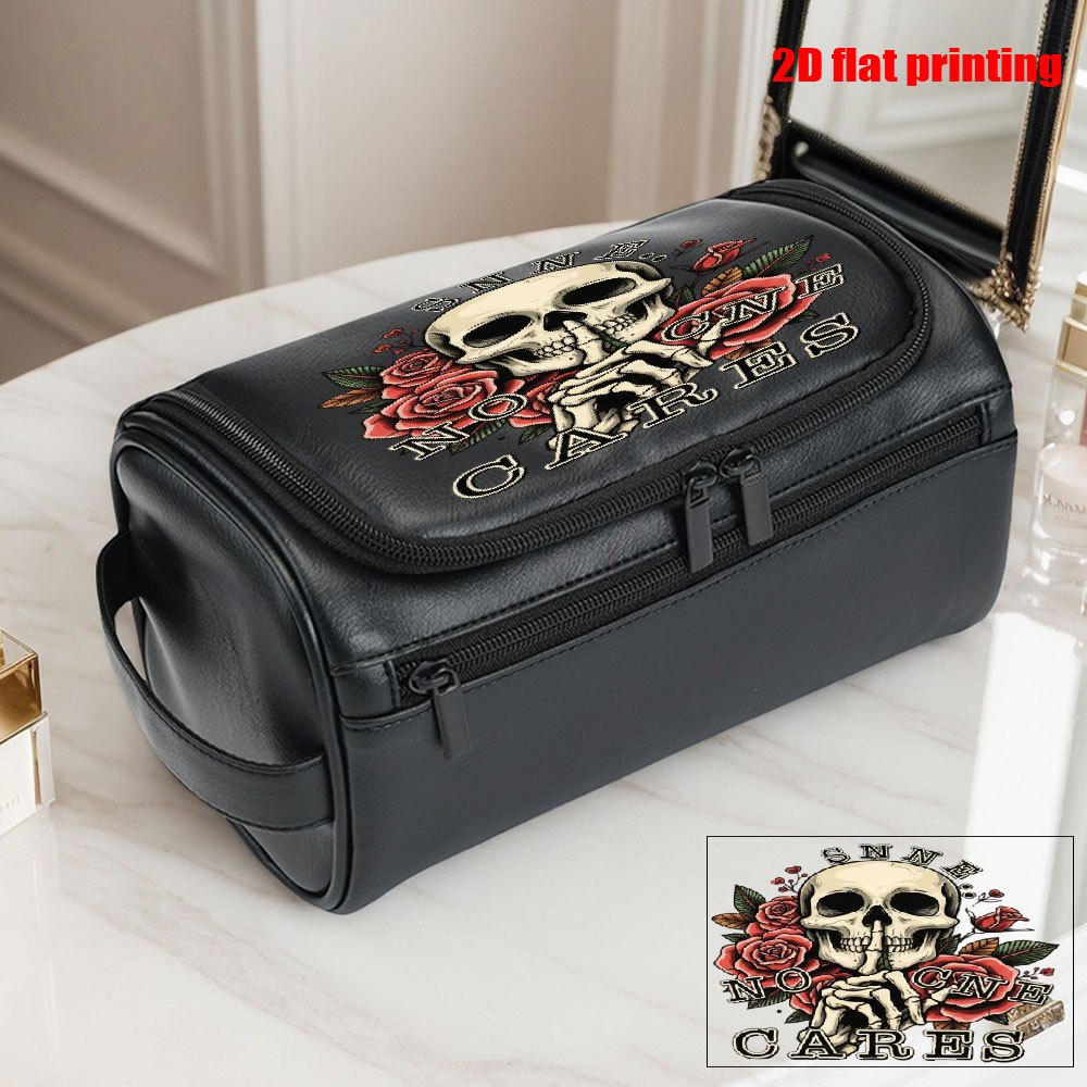 TEMU 1pc Toiletry Bag Suitable For Travel & Daily Use - Large Capacity High Quality Double Zipper Cosmetic Organizer With Top Handle, Gothic Skeleton